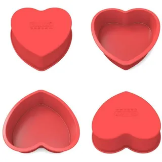 LuxusKollektion Herzkuchenform Backform Silikon Herz Kuchenform Antihaft 4 Stück 15cm Herzbackform x4 rot