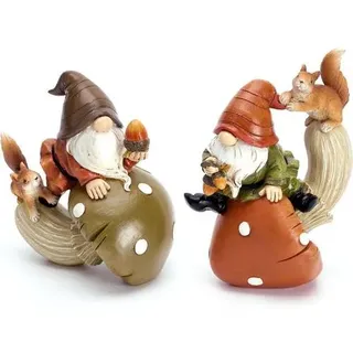 VALERY MADELYN 2er Herbstdeko Gartendeko Figuren,Kunstharz Zwerge Tiere für Herbst Dekoration Innen und Draußen,Fall Decor,Pilze Deko,Gartenfiguren