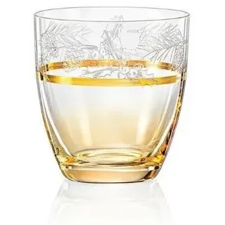 Crystalex Becher Wasserglas Wassergläser Excelsior Gold und Gravur 300 ml 2er Set, 2-tlg., Kristallglas, Kristallglas, honigfarbig, Goldrand, Pantografie, 2er Set, Weihnachten weiß