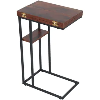 Relaxdays Beistelltisch, C-Form, braun/schwarz