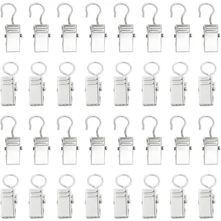 AINIUNIU 100 Stück Edelstahl Vorhang Clips, Edelstahl Clips Haken für Vorhang für Fenster, Türen und Duschvorhänge, Fotos, Home oder Festival Dekoration (Silber)