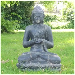 Oriental Galerie Dekofigur Buddha Figur sitzed Garten Steinfigur Chakra 60 cm (1 St) grau