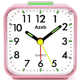 Azxb Wecker, Reisewecker Batteriebetrieben | Geräuschlos ohne Tickgeräusch mit Nachtlicht, Schlummerfunktion & lautem Weckton | Leuchtziffern, kompakter Tischwecker für Schlafzimmer, ideal für Tiefsch