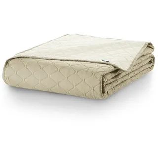 DecoKing Uni Wendedesign Bettüberwurf 170 x 210 cm Beige/Weiß