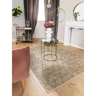 benuta Basic Kurzflor Teppich Daisy Cream 100x150 cm - Moderner Kurzflor-Teppich für Wohnzimmer