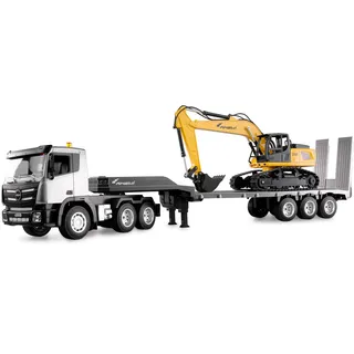 AMEWI RC-Auto 2-in-1 Tieflader/Bagger-Set G836E/G041E 6CH RTR gelb (22673)