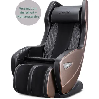 NAIPO Massagesessel, Massagestuhl mit Liegeposition, Bluetooth, Platzsparend braun|schwarz