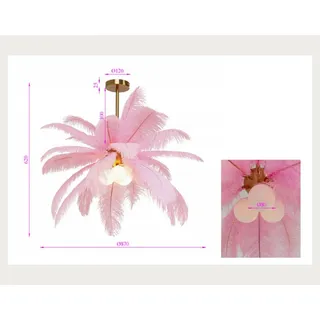 KARE Hängeleuchte Feather Palm, rosa, Federn, Ø 87 cm, G9