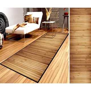 Ufamiluk Flur läufer 80x320cm Modern dünn Waschbare rutschfest Geometrische Muster Bettumrandung Teppich für Wohnzimmer Schlafzimmer Küche Flur Brücke braun Holzmuster ColorL