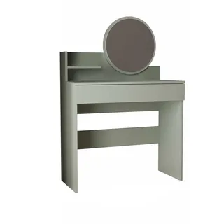 Schminktisch Mit Spiegel Aus Holz "harmony Mini Round" - 90 X 40 X 133 Cm - Grün