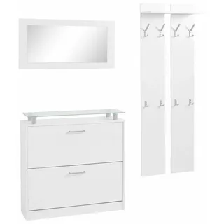 borchardt Möbel Garderoben-Set Finn, (Set, 3-St), mit Glasablage weiß