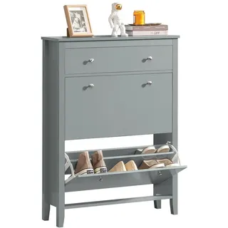 SoBuy Schuhkipper 80 x 108 x 25 cm grau / grau lackiert
