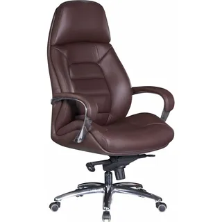 AMSTYLE Chefsessel Echt Leder Braun