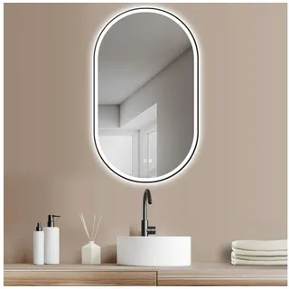 PonteSino Badspiegel oval 450 x 750 mm Schwarz