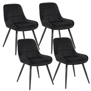 WOLTU Esszimmerstühle 4er Set, Küchenstühle gepolstert | ergonomisch mit Rückenlehne, Samt, für Wohnzimmer Küche Esszimmer, Schwarz