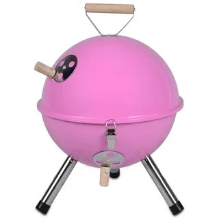 Mini BBQ Grill Holzkohle Kugelgrill pink 30 cm Kompaktgrill Picknickgrill