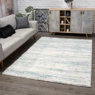 Carpet City Hochflor-Teppich CARPET CITY "Pulpy 524", beige (creme, blau), B:80cm H:30mm L:300cm, Polypropylen (PP), Teppiche, besonders weich, Meliert, ideal für Wohnzimmer & Schlafzimmer