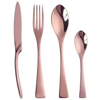 Buyer Star elegantes farbenes Besteckset aus Edelstahl, farbenes Besteckset für den Alltag und spülmaschinengeeignet (16, Rosegold)
