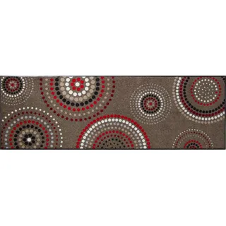 Erwin Müller Fußmatte Ludwigshafen, Schmutzfangmatte, Sauberlaufmatte Kreise braun/rot Größe 40x100 cm - rutschfest, pflegeleicht, für Fußbodenheizung geeignet (weitere Farben, Größen)