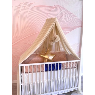 Baby Fancyroom Betthimmel Betthimmel aus 12 Meter Tüll aus 1. Klasse für Kinderbett Gitterbett, Himmel für Babybett Kinderbett beige|braun|rosa