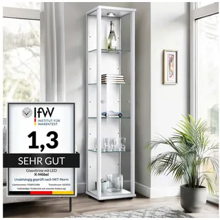 K-Möbel Glasvitrine C1014 176 x 37 x 33 cm Weiß