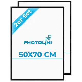 PHOTOLINI Bilderrahmen 2er Set 50x70 cm mit bruchsicherem Acrylglas, Holz MDF, Fotos & Poster, für 2 Bilder (2er Set), Moderner Posterrahmen zum Aufhängen in Hoch- und Querformat schwarz