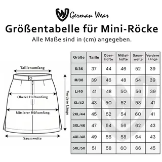 German Wear Lederrock Trend451R Mini Mini Lederrock echtes Leder schwarz rot 38