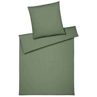 ELEGANTE Cord Jersey gestreift Baumwolle Pistazie 135 x 200 cm + 80 x 80 cm