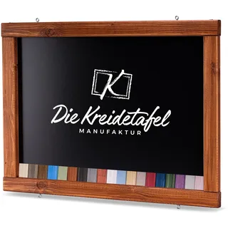 Rustikale Tafel Kreidetafel Wandtafel Küchentafel mit Holzrahmen zur Beschriftung mit Kreide im Landhausstil in verschiedenen Größen und Farben (Teak, 90x60cm)