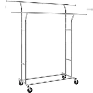 som Schwerlast Kleiderständer Metall, Einklicksystem, faltbare Garderobenständer, höhenverstellbar mit Federknöpfen, bis 110 kg belastbar, verchromt