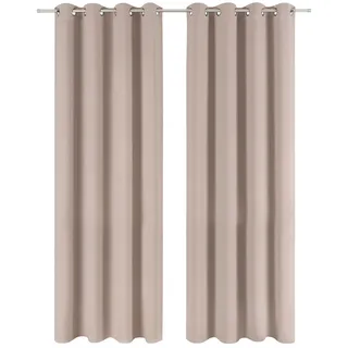 Blumtal Verdunklungsvorhänge 2er Set - Thermovorhang Hitzeschutz - Vorhang mit Ösen - Gardinenschals mit Schlaufen - Gardinen 245x140 cm-Gardienenschalset 2er - abdunkelnde Vorhänge - Taupe