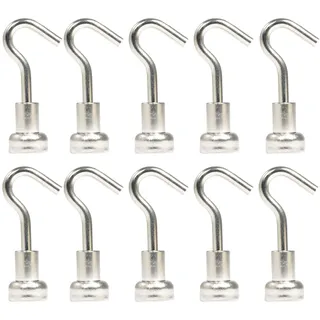 10 Stück - Neodym Magnet Haken 10 mm - Magnethaken Extra Stark - 2,2 KG Zugkraft - Magnetische Haken Kühlschrank Whiteboard