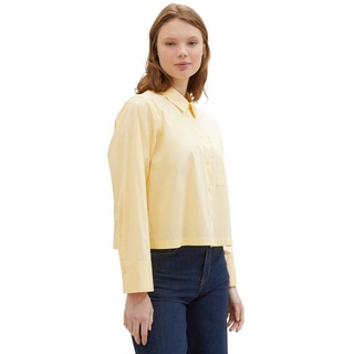 TOM TAILOR Denim Hemdbluse mit Kellerfalte im Oversize-Look und extra kurz gelb XL