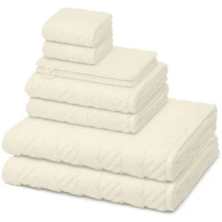 Ross - 8 teiliges Frottier-Set - Sensual Skin - Zopf-Muster (2 X Wasch- 2 X Gäste- 2 X Dusch- 2 X Handtuch im Set) - 500 g/m2 - Baumwolle - Walkfrottee - saugstark - weich und flauschig - Champagner