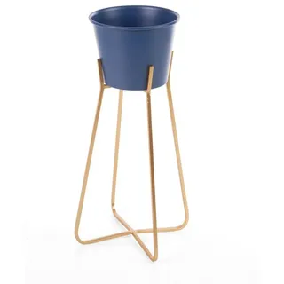 Eurofirany Blumentopf Blumentopf, Blumetopf mit elegantem Ständer aus Metall Gold Schwarz Weiß Blau