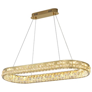 Kristall Pendelleuchte Deckenleuchte Luxus LED Kronleuchter Oval Hängeleuchte Moderne Stil 3Farben dimmbar 220V Gold