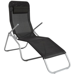 Gartenliege MERXX "XXL" Gartenliegen schwarz (silber, fläche: schwarz) Sonnenliegen StahlTextil, inkl. Kopfkissen