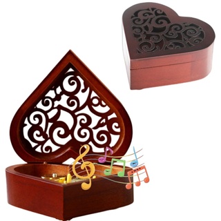 NITOMTYU 18 Noten Herzform Spieluhr Klassische Gravierte Spieluhr Geschenke für Halloween Geburtstag Weihnachten Neujahr (Elfen-Lied)