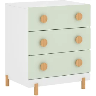 [en.casa] Kinderkommode Vaarentaa 55 x 41 x 66 cm Kiefer massiv Weiß/Mintgrün