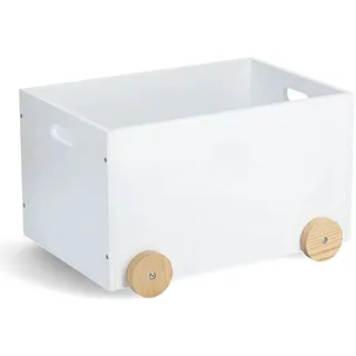 Zeller Present Spielzeugaufbewahrung, Kinder-Spielzeugkiste mit Rädern MDF/Kiefer 50 cm x 36 cm x 30 cm Weiß