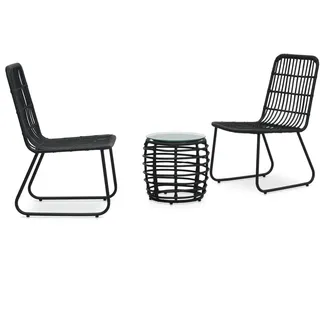 vidaXL 3-tlg Bistro-Set Poly Rattan Schwarz