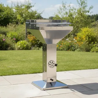 Säulengrill Trichtergrill Holzkohlegrill Grill Edelstahl Design 63x49x92 cm