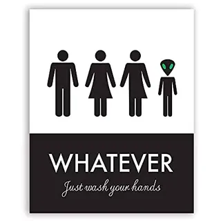 Lustige Unisex Toilettenzeichen Print Wandkunst Poster, Waschen Sie Ihre Hände Lustige Toilette Leinwand Badezimmer Kunst Dekor Malerei Wandbild(50x70cm No Frame)