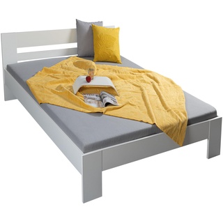 Inter Link - Bett - Bettrahmen – Bettgestell – Jugendbett – Gästebett – Doppelbett – Modernes Bett -ohne Lattenrost - Weiß lackiert - Annik - 90x200cm