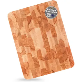 Made in EU Hirnholzbrett Buche geölt 40x30x4 cm Hochwertiges Küchen- & Servierbrett aus massivem Holz, nachhaltig robust Schneidbrett, Fleischbrett, Brotbretter – Massivholz