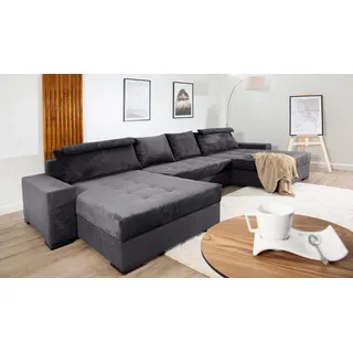 Collection AB Wohnlandschaft Polyester U-Form 3-Sitzer Grau