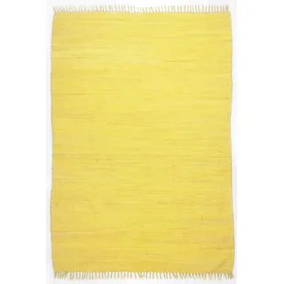 THEKO Happy Cotton Handwebteppich 90 x 160 cm Gelb