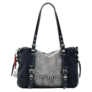 DESIGUAL Half Logo Denim Lanuza Schultertasche Baumwolle/Synthetik Grey