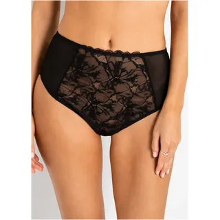 High-Waist-Slip BONPRIX "Highwaist String aus Spitze", Damen, Gr. 40/42 (M), schwarz, Obermaterial: 83% Polyamid, 17% Elasthan. Spitze: 88% Polyamid, 12% Elasthan, Unterhosen, mit elegantem Spitzen-Design, hoher Bund, aus Polyamid und Elasthan