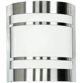 Licht-Erlebnisse Außenwandlampe OSLO Edelstahl Glas in Silber E27 IP44 H:19cm Modernes Design Wandleuchte Terrasse Weg Tür, BT1010C